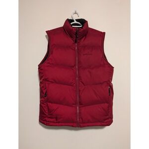 Eddie Bauer Vest Mens Medium Red Premium Goose‎ Down Puffer Quilted EB700 Winter
